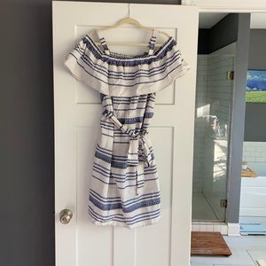 Eloquii size 20 blue and white linen dress